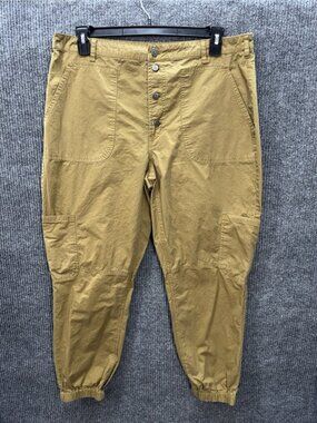 Sundance Julienne Cargo Jogger Pants Womens 14 Khaki Tan Button Fly Cotton Boho
